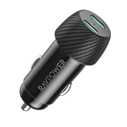 شارژر فندکی 50W دو پورت راو پاور مدل RAVPower RP-VC032 25W Car Charger با گارانتی 18 ماهه شرکتی