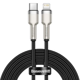 کابل تبدیل Type-C به PD 20W IP باسئوس مدل Baseus Cafule Metal Data Cable CATLJK طول 1 متر با گارانتی 24 ماهه شرکتی