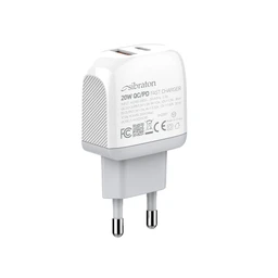 شارژر دیواری 20W سیبراتون مدل Sibraton S-W2220i-PD به همراه کابل لایتنینگ با گارانتی 12 ماهه شرکتی