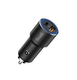 شارژر فندکی 36 وات بودی مدل Budi CC628TQB با خروجی USB و USB-C با گارانتی ۱۸ ماهه شرکتی (۶ ماه تعویض)