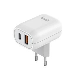 شارژر دیواری 20 وات بودی مدل Budi AC339VEW با خروجی USB و USB-C با گارانتی ۱۸ ماهه شرکتی (۶ ماه تعویض)