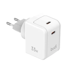 شارژر دیواری 33 وات بودی مدل Budi AC351EW با خروجی USB-C با گارانتی ۱۸ ماهه شرکتی (۶ ماه تعویض)