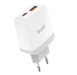 شارژر دیواری 20 وات بودی مدل Budi AC940VEW با خروجی USB و USB-C با گارانتی ۱۸ ماهه شرکتی (۶ ماه تعویض)