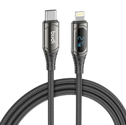 کابل شارژ کنفی USB-C به لایتنینگ بودی مدل Budi DC229TL15B طول 1.5 متر با گارانتی ۱۸ ماهه شرکتی (۶ ماه تعویض)
