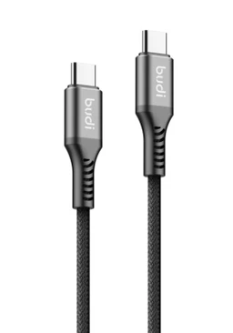 کابل شارژ کنفی ‌USB-C به ‌USB-C بودی مدل Budi DC253TT12B طول 1.2 متر با گارانتی ۱۸ ماهه شرکتی (۶ ماه تعویض)