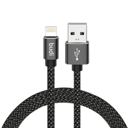 کابل شارژ کنفی USB به لایتنینگ بودی مدل Budi DC206L20B طول 2 متر با گارانتی ۱۸ ماهه شرکتی (۶ ماه تعویض)