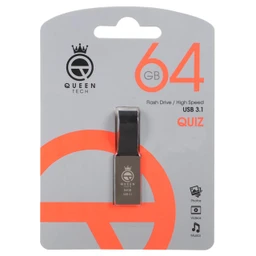 فلش مموری 64 گیگابایت کویین تک مدل Queen Tech Quiz USB 3.1 با گارانتی مادام العمر شرکتی