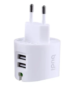 شارژر دیواری 12 وات بودی مدل Budi AC322EW با خروجی USB به همراه کابل USB به لایتنینگ با گارانتی ۱۸ ماهه شرکتی (۶ ماه تعویض)