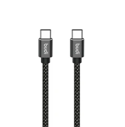 کابل شارژ کنفی ‌USB-C به ‌USB-C بودی مدل Budi DC206TT10B طول 1 متر با گارانتی ۱۸ ماهه شرکتی (۶ ماه تعویض)