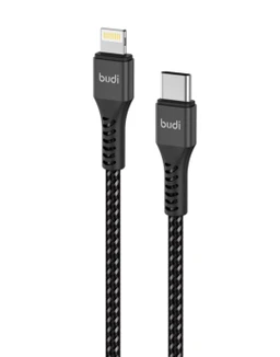 کابل شارژ کنفی USB-C به لایتنینگ بودی مدل Budi DC210TL10B طول 1 متر با گارانتی ۱۸ ماهه شرکتی (۶ ماه تعویض)