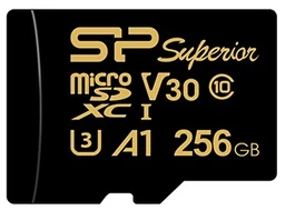 کارت حافظه  میکرو اس دی 256 گیگابایت سیلیکون مدل Silicon Power MicroSD HC CL10 U3  Golden Series Superior UHS-I V30 A1 4K UHD W/0 100/80 با گارانتی 60 ماهه شرکتی