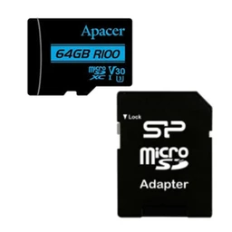کارت حافظه  میکرو اس دی 64 گیگابایت سیلیکون پاور مدل Silicon Power MicroSD HC CL10 U3 Apacer UHS-I V30 A1 4K UHD W/1 با گارانتی 60 ماهه شرکتی