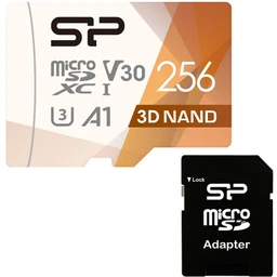 کارت حافظه  میکرو اس دی 256 گیگابایت سیلیکون مدل Silicon Power MicroSD XC CL10 U3 Superior Pro UHS-I V30 A1 4K UHD W/1 100/80 با گارانتی 60 ماهه شرکتی