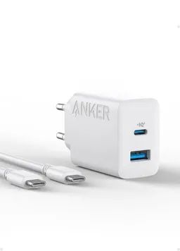شارژر دیواری 20 وات انکر به همراه کابل USB-C به USB-C مدل B2347 ANKER PowerPort با گارانتی 18 ماهه شرکتی