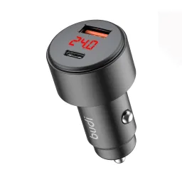 شارژر فندکی 30 وات بودی مدل Budi CC601B با خروجی USB و USB-C با گارانتی ۱۸ ماهه شرکتی (۶ ماه تعویض)