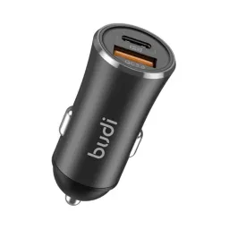 شارژر فندکی 20 وات بودی مدل Budi CC627TB با خروجی USB و USB-C با گارانتی ۱۸ ماهه شرکتی (۶ ماه تعویض)
