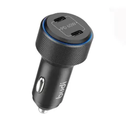 شارژر فندکی 60 وات بودی مدل Budi CC632RB با خروجی USB-C با گارانتی ۱۸ ماهه شرکتی (۶ ماه تعویض)