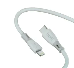 کابل شارژ سیلیکونی USB-C به لایتنینگ بودی مدل Budi DC202TL12W طول 1.2 متر با گارانتی ۱۸ ماهه شرکتی (۶ ماه تعویض)