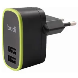 شارژر دیواری 12 وات بودی مدل Budi M8J056E با خروجی USB به همراه دو کابل USB به microUSB و USB به لایتنینگ با گارانتی ۱۸ ماهه شرکتی (۶ ماه تعویض)
