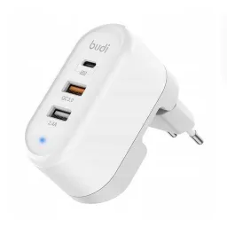 شارژر دیواری 18 وات بودی مدل Budi M8J315TE با خروجی USB و USB-C با گارانتی ۱۸ ماهه شرکتی (۶ ماه تعویض)