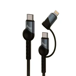 کابل شارژ کنفی USB-C به USB-C / لایتنینگ بودی مدل Budi DC231TTL10B طول 1 متر با گارانتی ۱۸ ماهه شرکتی (۶ ماه تعویض)