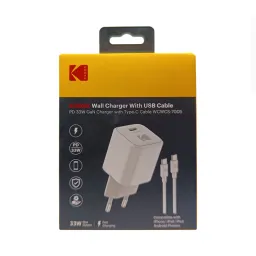 شارژر دیواری کداک 33 وات مدل Kodak WCWCS-7005 به همراه کابل USB-C به USB-C با گارانتی 12 ماهه شرکتی