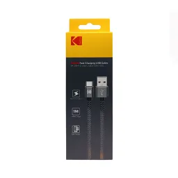 کابل شارژ کنفی USB به USB-C کداک 3 آمپر مدل Kodak USBC-5922 طول 1 متر با گارانتی 12 ماهه شرکتی